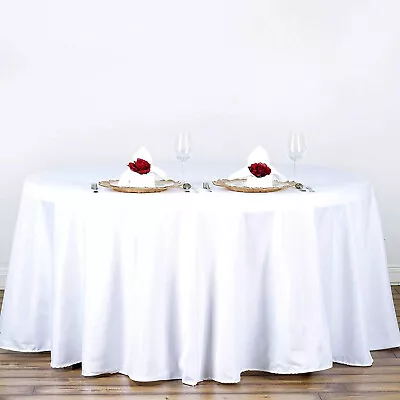 NEW$60  WHITE 4 PACK 108  -Inch Polyester Round Tablecloth Dinner Wedding Linens • $29.99