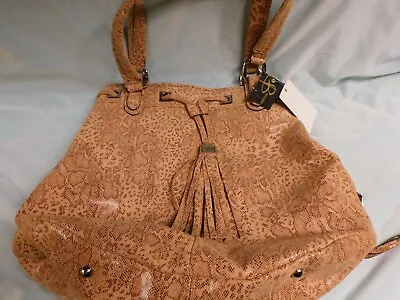 B Makowsky Leather Tote Hand Or Shoulder Brown Snakeskin Qvc New With Tags Large • $45.50