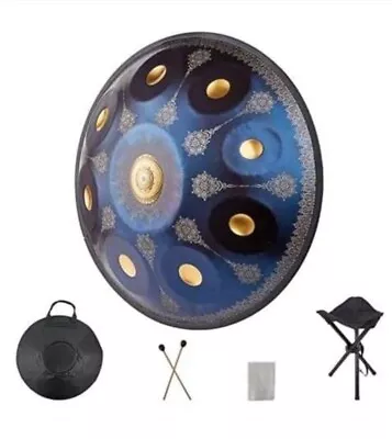 READ Blue REEKIO HANDPAN Handpan Drum Instrument In D Minor 9 Notes 22 Pattern • $249.99