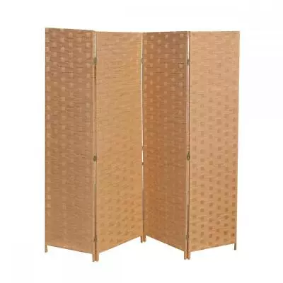 4 Panel Room Divider Portable Privacy Screen Dividers Wood Mesh Woven Design • $66.11