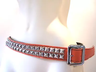 New Orange Pyramid Studded Belt Removable Buckle Vegan Vegetarian Psychobilly M • $27.99