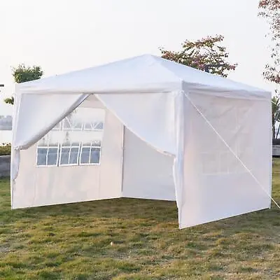 3x3M Garage Car Shelter Canopy Gazebos Wedding Party Tent With 4 Sidewalls White • £41.99