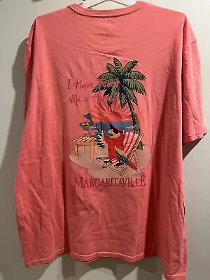 Jimmy Buffett Margaritaville Palm Tree Parrot Graphic Coral Color T Shirt 2xl • $16.99