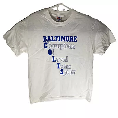 Vintage Baltimore Colts T-Shirt Single Stitch Large White Football 90’s Tee • $29.97