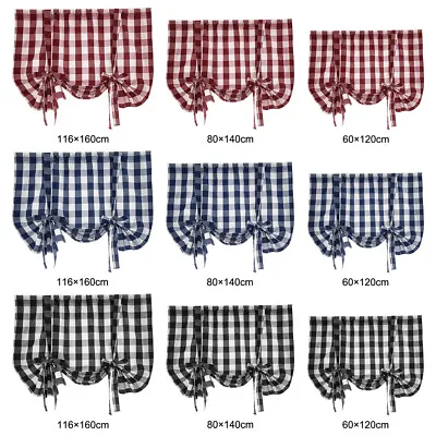 £13.88 • Buy Check Gingham Kitchen Cafe Curtains Farmhouse Country Window Curtain Decor