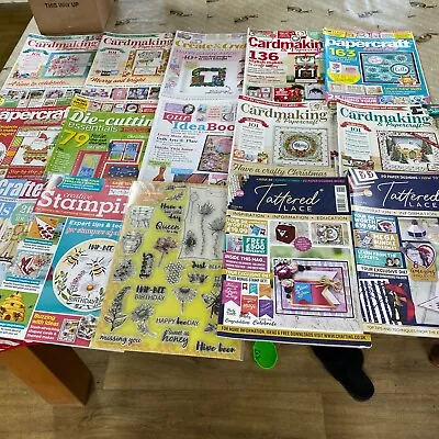 Bundle Joblot Of Card Making Craft Magazines X 14+1 Pack Of Stamps. • £4.99