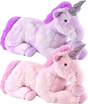 21  Large Plush Unicorn Teddy Stuffed Super Soft Cuddly Toy Lying Horse • £22.74