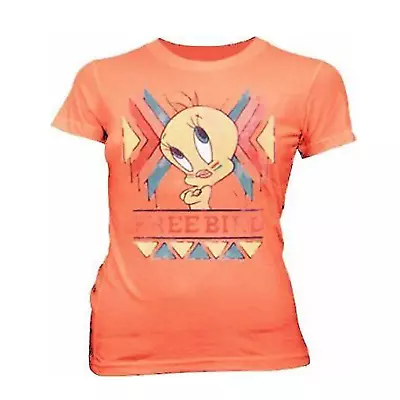 Junior's Looney Tunes Tweety Bird  Free Bird  Lightweight Papaya T-shirt • $30