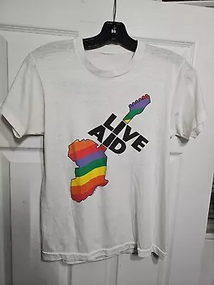 Vintage 1985 Screen Stars Live Aid T-Shirt This Shirt Saves Lives Size Small • $65