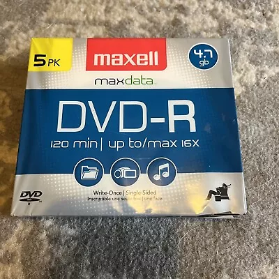 Maxell DVD-R 4.7gb Discs In Jewel Cases. Factory Sealed 5 Pack New Sealed • $9.99