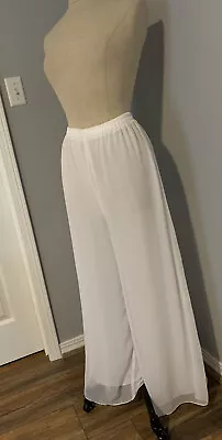 Vintage 90s Sheer Chiffon Palazzo Pants White Minimalist Flowy Layers Boho Baggy • $40