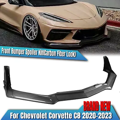 Carbon Look Front Spoiler Lip Kit For Chevrolet Corvette C8 Z51 STG 2020-2024 Au • $222.46