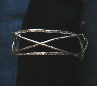 Elegant Art Moderne Silver-tone  Cuff Bracelet 1990s Vintage • $12.95