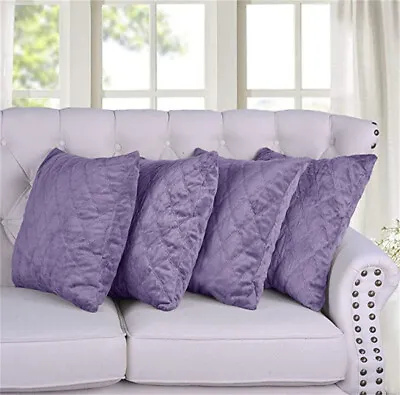 Decorative Quilt Micromink Throw Pillow Covers Cushion Case Pillowcase Set Of 4 • $15.99