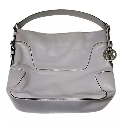 MICHAEL KORS Brookville Gray Leather Shoulder Bag Large Tote Purse • $79.99