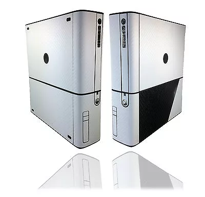 Textured White Carbon Skin Sticker For XBOX 360 E Super-Slim Decal Cover Wrap • $11.19