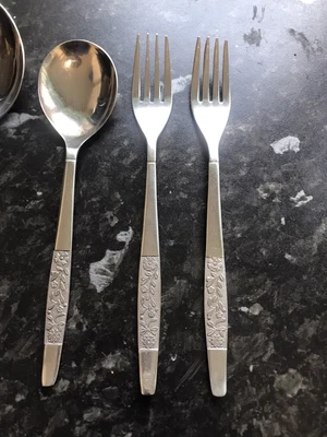 £9.90 • Buy 3 X Vtg Spear & Jackson Dinner Spoon Fork & Soup Steel 20.5, 18.5 & 19 Cm