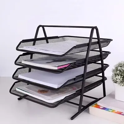 A4 Letter Trays Filing Paper Document Tray Holder Office Desk Desktop Metal • £9.95