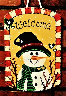 SNOWMAN WELCOME SIGN Wall Art Door Hanging Hanger Plaque Winter Holiday Decor • $13