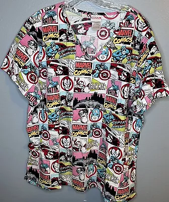 Marvel Avengers Assemble Comic Style Scrub Top Size 3XL Spider-Man Iron Man • $18.99