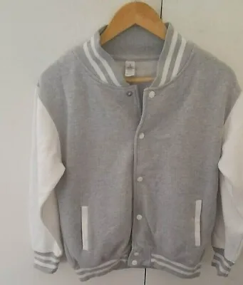 £0.99 • Buy Grey Baseball Jacket Coat US Style Varsity Letterman University College Used XS