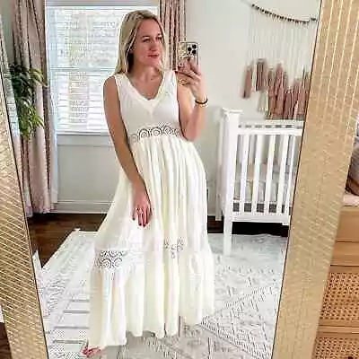 Sanctuary Lace Eyelet Maxi Dress In Ivory S $169 • $79