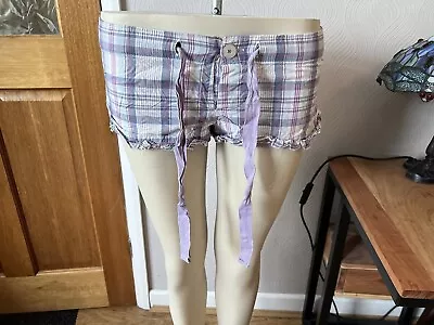 Ladies Blue Purple Check Jack Wills Sleep Shorts Pyjama Size 8 Mini • £3.60