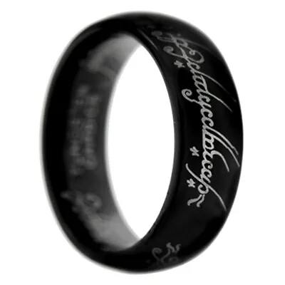 8mm Tungsten Black Lord Of The Rings Hobbit Wedding Band Laser Engrave Size7-15  • £8.68