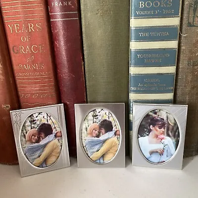 Vintage Mini Photo Frame 70s 80s Art Deco Silver Tone Set Of 3 Retro Table Decor • $15.43