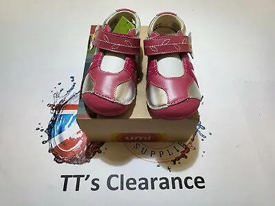 Umi *cassia*girls Silver/pink Leather Mary Jane Shoes Uk 5.5 Jr Eu 22 • £10