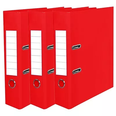 (Set Of 3) A4 Lever Arch File 75mm Spine Paper Document Storage Home Office Red • £11.79