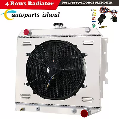 4 Rows Radiator Shroud Fan For 1968-1974 DODGE PLYMOUTH MOPAR SMALL BLOCK Hot • $274.98