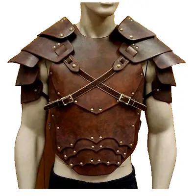 Medieval Leather Armour Cuirass Viking Breastplate Cosplay Norse WITH SHOULDER • $259.99