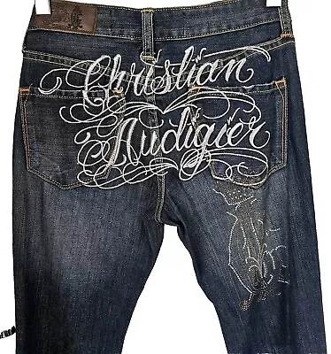 INSANE And Super Rare Vintage Christian Audigier 'Ed Hardy' Y2K - 2000's Jeans • $223.97