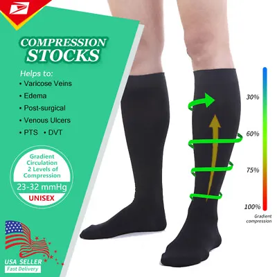 Medical Compression Socks Support Knee High Support Stockings Circulation Hose • $24.16