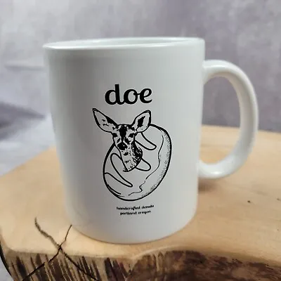 Doe Handcrafted Donuts Mug Cup Portland Oregon Go Vegan Deer Graphic White Black • $11.86