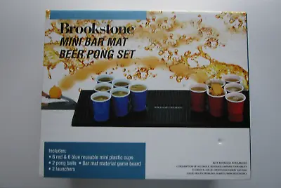 Beer Pong Set With Dual Launchers And Mini Bar Mat By Brookstone NEW / Sealed • $29.99