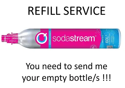 SODASTREAM PINK REFILL SERVICE - CO2 GAS - 425g  For YOUR Empty Cylinder Bottle • £12
