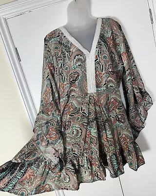 New Lagenlook Tunic Dress Plus Size 16 18 Made In Italy • £9.99