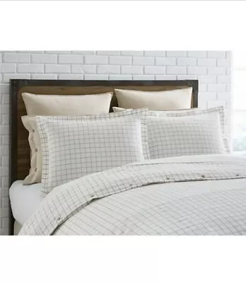 Cremieux Maxwell Tan/White Cotton King 3pc Duvet Set NWT $249 • £86.73