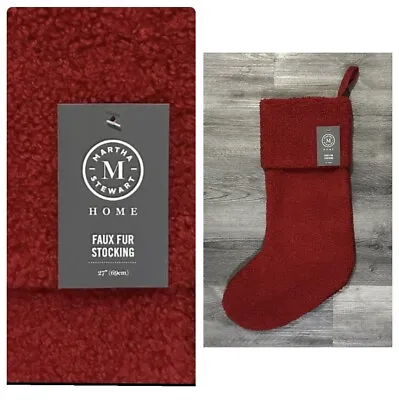 NWT Martha Stewart Cozy Sherpa Christmas Stocking Christmas Dećor LARGE 27” RED • $39.95