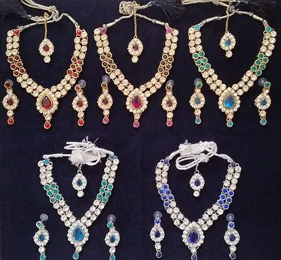 £12.99 • Buy Indian Bridal Party Bollywood Jewellery Necklace Earring Set Tikka Head Piece