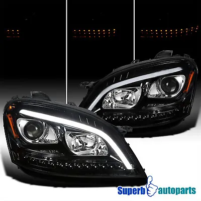Fit 2006-2008 Mercedes 06-08 Benz W164 Black Projector Headlights+LED Sequential • $297.88