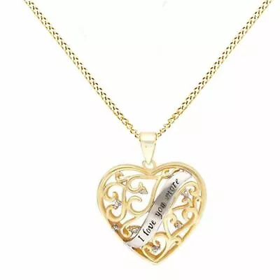  I Love You More Heart  Pendant 18  In 14K Gold Plated Sterling • $64.79