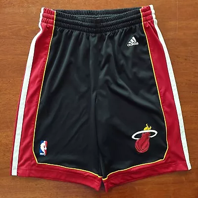 Adidas MIAMI HEAT NBA Basketball Sport Shorts - Size Youth 12 - Lebron Wade Bosh • $19.30
