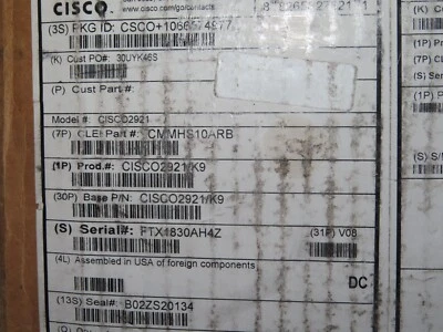 $100 • Buy NEW OPEN BOX Cisco 2900 Series CISCO2921/K9 Integrated Services Router