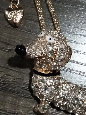 Eclectic Whimsical DACHSHUND DOG Crystal Rhinestone Pendant Necklace • $20