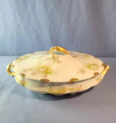 Antique 1914 LIMOGES T.Haviland Oval Covered Bowl Soup Serving Dish 11.5''L • $89.99