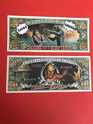  2 Creature From The Black Lagoon  Million Dollars Doubleside Novelty Banknotes  • £1.95