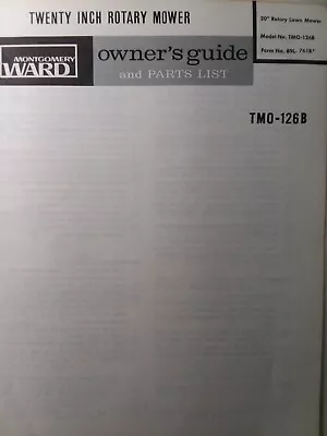 Montgomery Ward 20  Walk-Behind Rotary Lawn Mower TMO-126B Owner & Parts Manual • $34.99